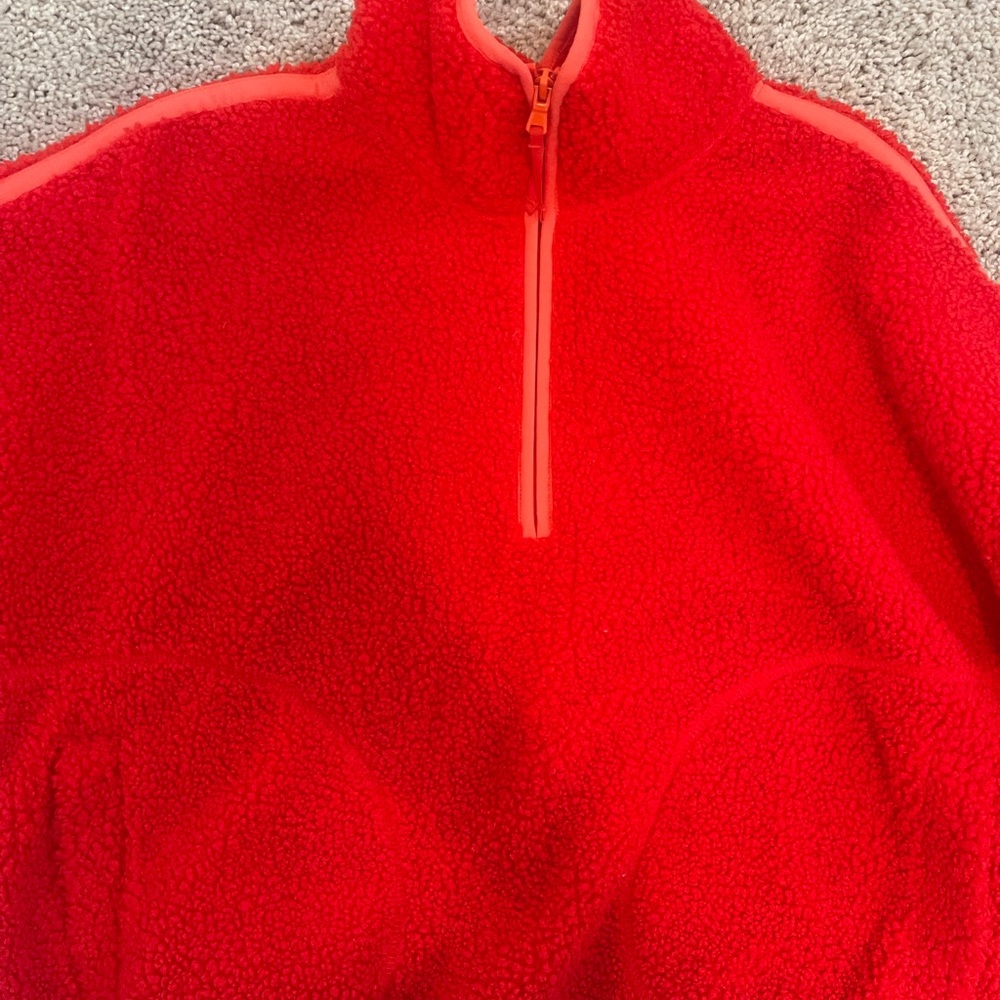 Old Navy Red Fleece Quarter-Zip Pullover